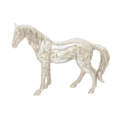 Silver Glam Aluminum Sculpture, Horse 17" x 23" x 6"