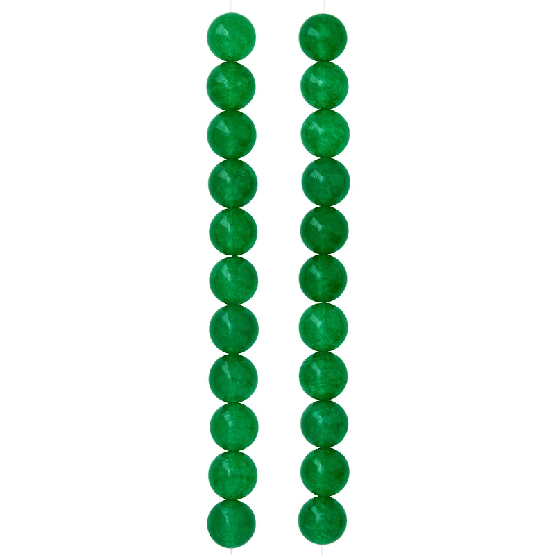 12 Pack:  Green Jade Round Beads, 10mm by Bead Landing™