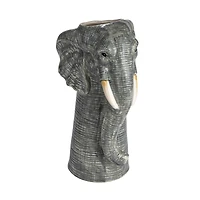 Hello Honey® 11" Gray & White Hand-Painted Decorative Stoneware Elephant Vase