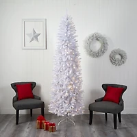 8ft. Pre-Lit White Artificial Christmas Tree, Warm White LED Lights