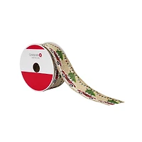 1.5" x 30ft. Christmas Tree Car Wired Faux Linen Ribbon by Celebrate It®