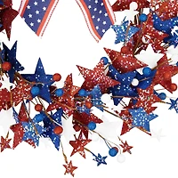 24" Stars & Stripes Glittered Patriotic Artificial Twig Wreath