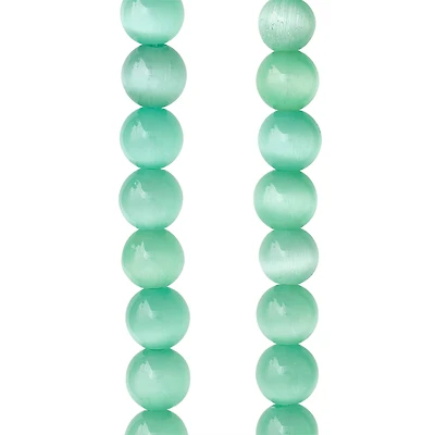 Aqua Cat Eye Glass Round Beads, 8mm by Bead Landing™
