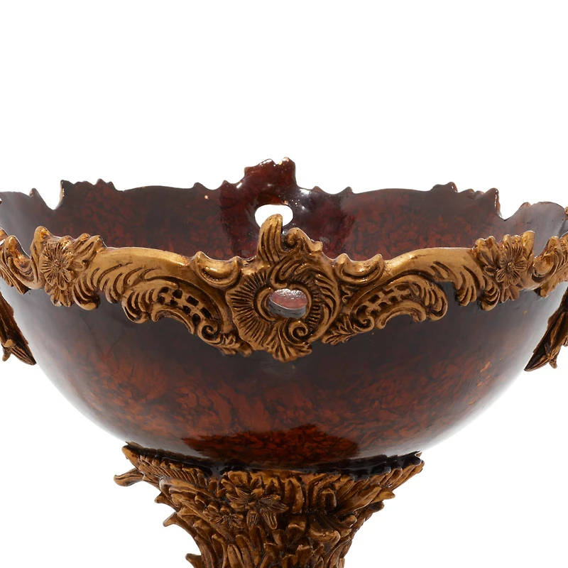19" Gold Resin Traditional Décor Bowl
