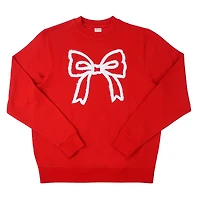Red Fuzzy Bow Adult Crew Neck Sweatshirt by Celebrate It