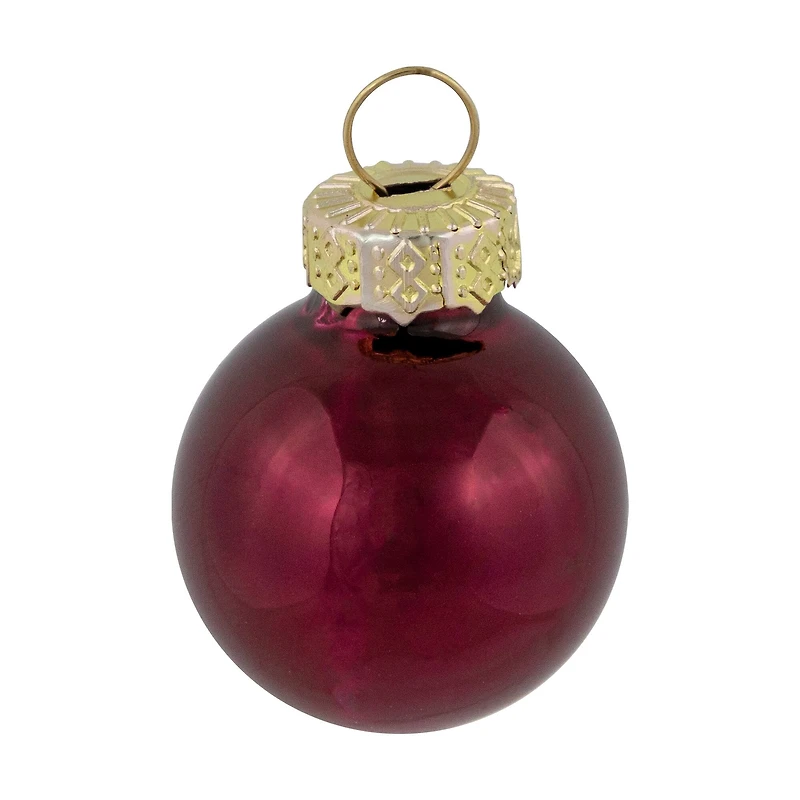 24ct. 1" Shiny & Matte Red Glass Ball Ornaments
