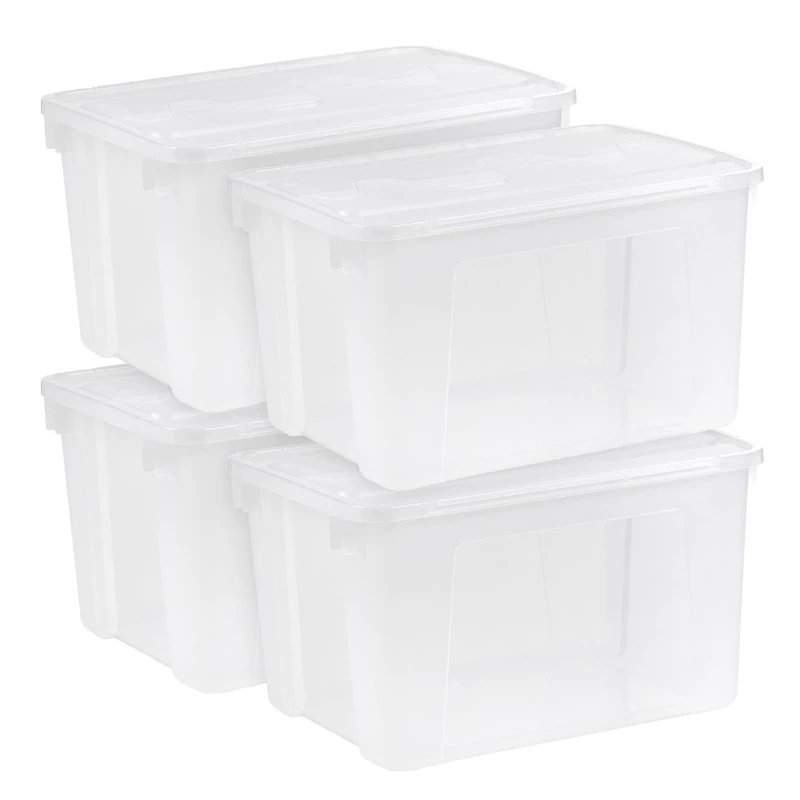 IRIS® 50qt. Clear Wing Lid Storage Boxes, 4ct.