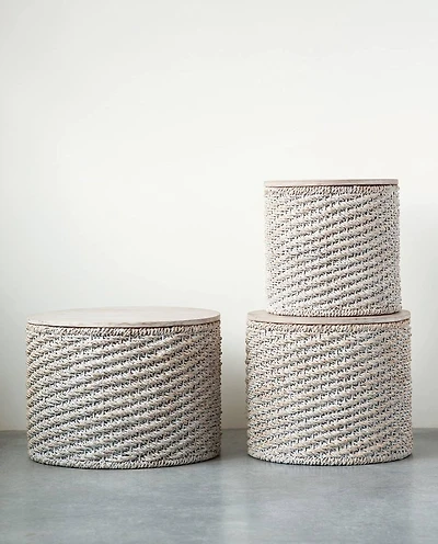 Hello Honey® Whitewashed Woven Water Hyacinth Tables Set