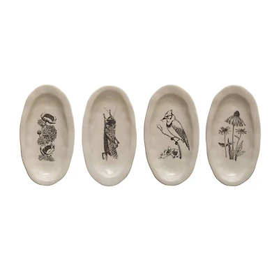 Hello Honey® 5.5" Nature Print Organic Shape Stoneware Plate Set