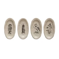 Hello Honey® 5.5" Nature Print Organic Shape Stoneware Plate Set