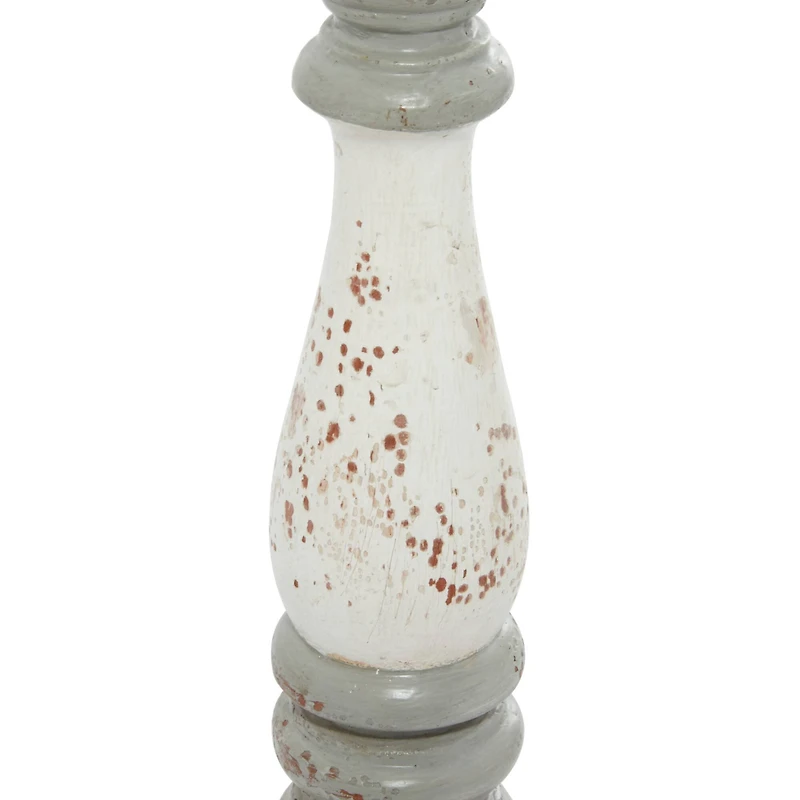 20" White & Gray Wood Farmhouse Candlestick Holder Set