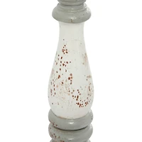 20" White & Gray Wood Farmhouse Candlestick Holder Set