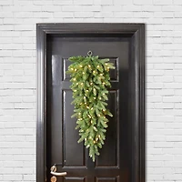 Glitzhome® 36" Pre-Lit Greenery Christmas Teardrop with LED Lights & Timer