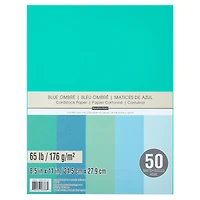 12 Packs: 50 ct. (600 total) Blue Ombre 8.5" x 11" Cardstock Paper by Recollections®