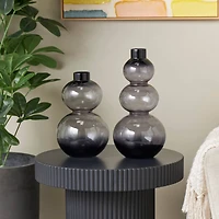 Black Ombre Bubble Glass Vase Set