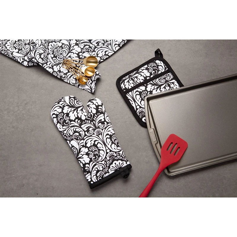 DII® Black Damask Dishtowel, 2ct.