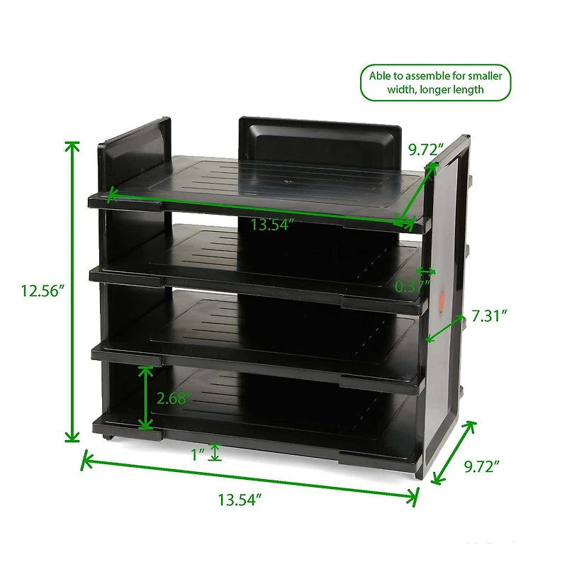 Mind Reader Black 4-Tier Desktop Document & Folder Tray Organizer