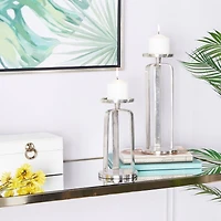 Silver Aluminum Modern Candle holder 14",10"
