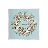 Stupell Industries Coastal Holiday Peace Wreath Wall Art