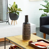 Black Porcelain Eclectic Vase, 18" x 6" x 6"