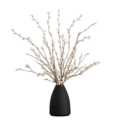 2ft. Pussy Willow Arrangement in Modern Metal Black Vase