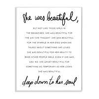 Stupell Industries She Was Beautiful Quote Inspirational Feminine Phrase Wood Wall Plaque