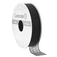 5/8" x 5yd. Black Plaid Organza Ribbon by Celebrate It™
