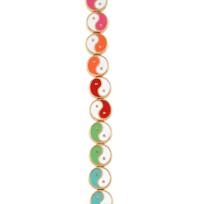 Gold & Multicolor Yin & Yang Disc Beads, 9.5mm by Bead Landing™