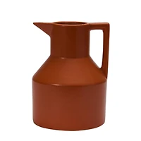 6" Orange Stoneware Watering Pitcher Vase with Handle