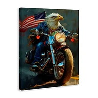 Stupell Industries Patriotic Eagle Motorcycle Canvas Wall Art