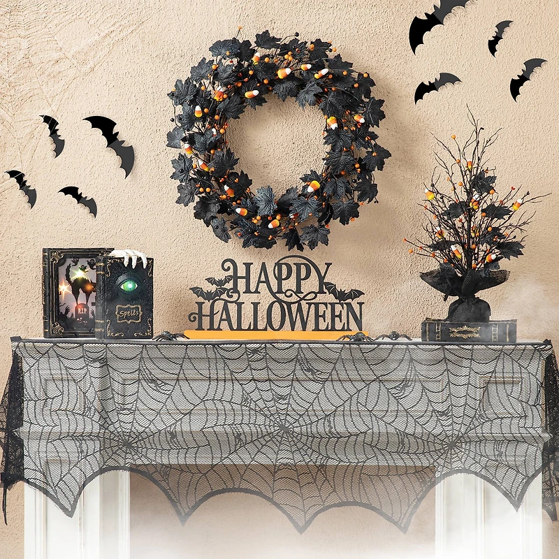 Glitzhome® 24" Halloween Candy Corn Berries Wreath