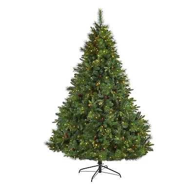 7ft. Pre-Lit West Virginia Mixed Pine Artificial Christmas Tree, Clear LED Lights