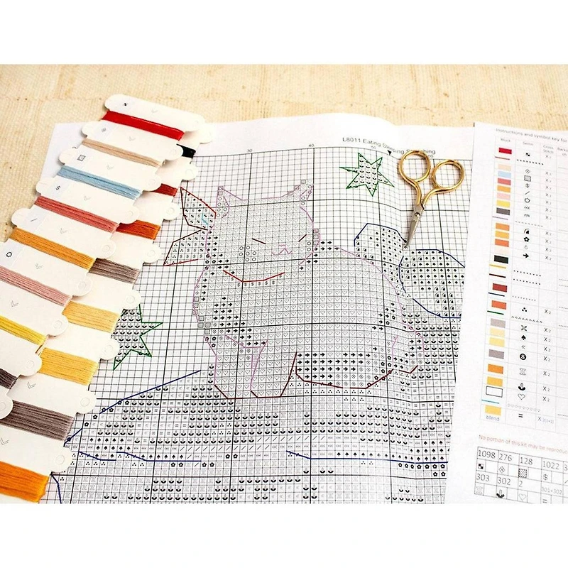 LetiStitch Eating Sleeping Stretching Counted Cross Stitch Kit