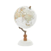 11" White Marble & Metal Contemporary Globe