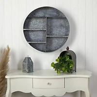 18" Galvanized Circular Metal Wall Mounted Shelf with Four Tier Shelves