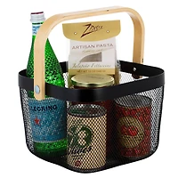 Simplify Black Mesh Tote with Bamboo Handle