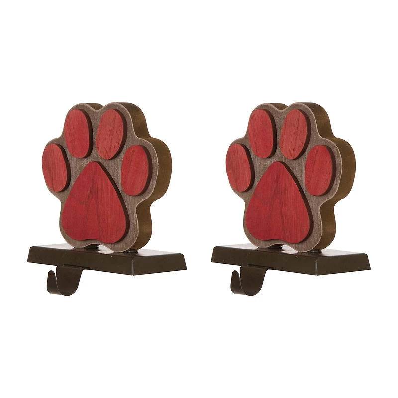 Glitzhome® Paw Print Christmas Stocking Holder Set