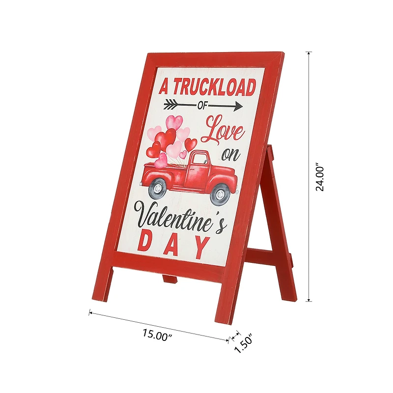 Glitzhome® 24" Wooden Valentine's Truck Standing Porch Sign