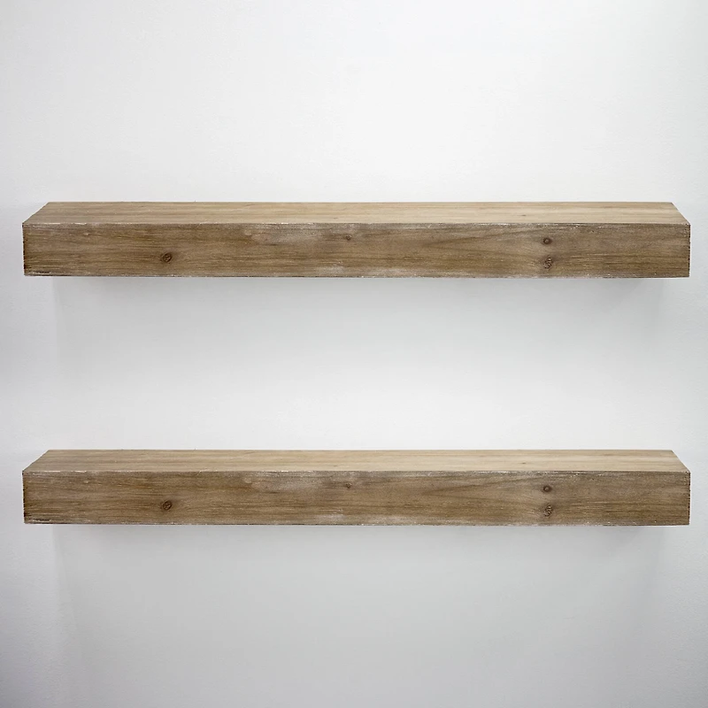 Walnut Brown Rustic Wood Floating Wall Shelf