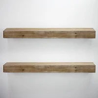 Walnut Brown Rustic Wood Floating Wall Shelf