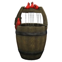 24" Red Cardinals Perched on a Bucket Outdoor Garden Water Fountain