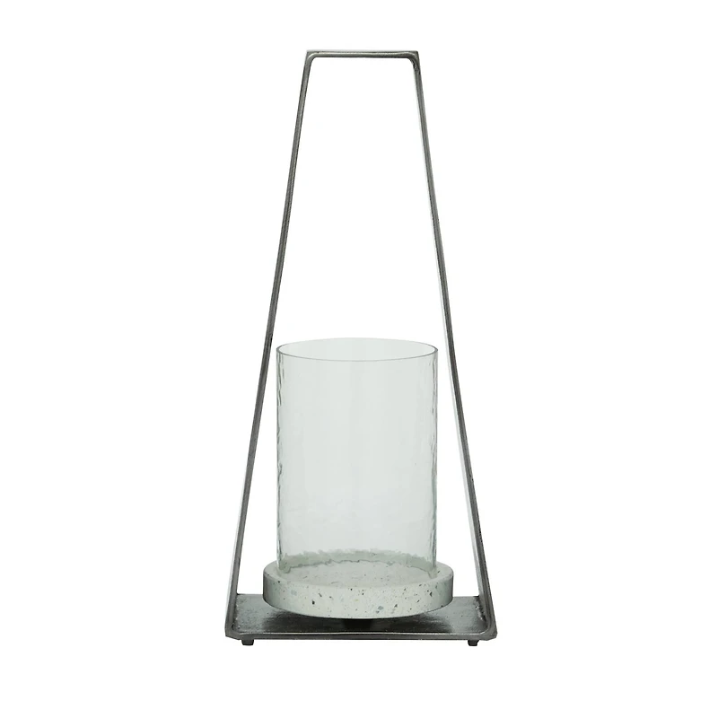 Black Terrazzo Contemporary Candle Holder Lantern, 18" x 8" x 5"