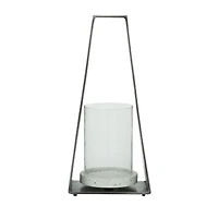 Black Terrazzo Contemporary Candle Holder Lantern, 18" x 8" x 5"