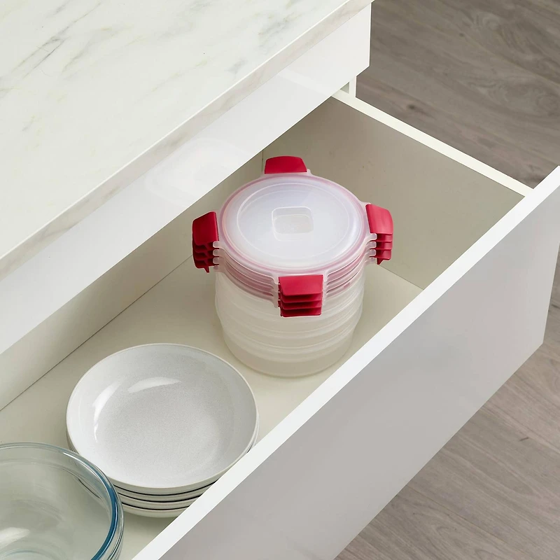 Joseph Joseph Nest Lock 8-piece Round Food Storage Container Set Red