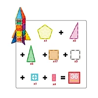 PicassoTiles® 36 Piece Rocket Magnetic Tile Set