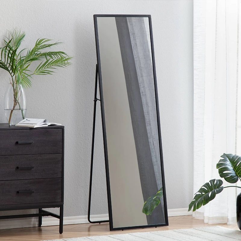 Habitat Carmen 60" Black Rectangular Linear Standing Mirror