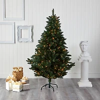 6ft. Pre-Lit Northern Rocky Spruce Artificial Christmas Tree, Clear Lights