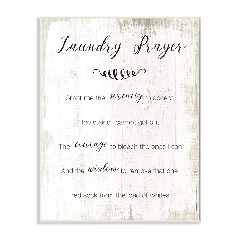 Stupell Industries Family Laundry Room Prayer Faith Inspired Humor Wood Wall Plaque