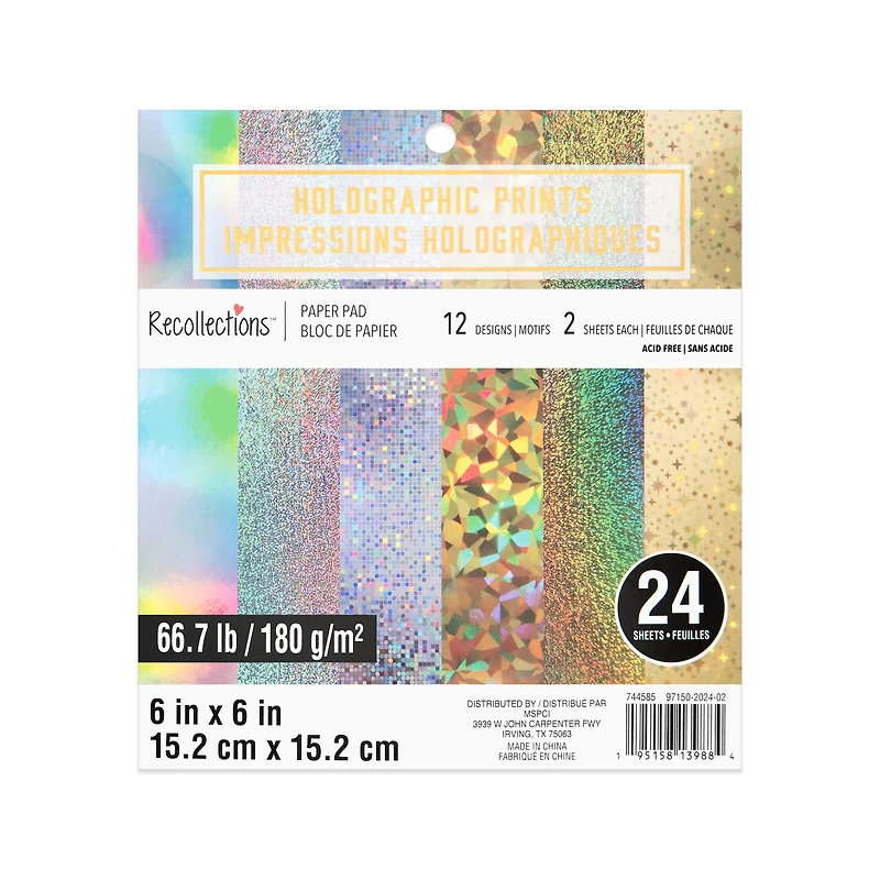 6" x 6" Holographic Prints Paper Pad by Recollections™, 24 Sheets