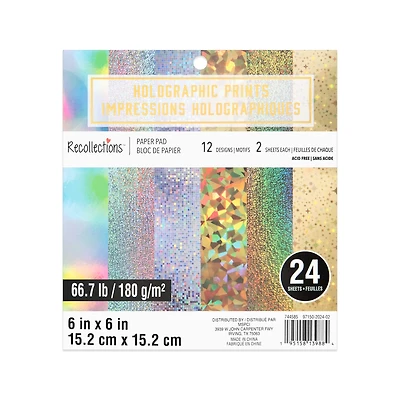 6" x 6" Holographic Prints Paper Pad by Recollections™, 24 Sheets